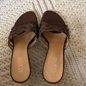 Franco Sarto Dark Brown Braided Slide Sandals